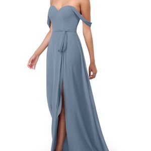 Azazie dress 
Style: Aaron 
Color: Dusty Blue